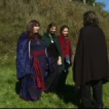 The witches amuse themselves with Macbeth ("A Game Through Time" - 2005-2006) (Image of Celinka Serre, with Valérie Séguin, Denise Paquet and Tommy Furino)